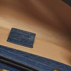 مملوكة مسبقًا Gucci Zumi Navy Blue Ostrich Leather Chain Clutch