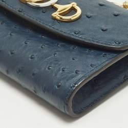مملوكة مسبقًا Gucci Zumi Navy Blue Ostrich Leather Chain Clutch