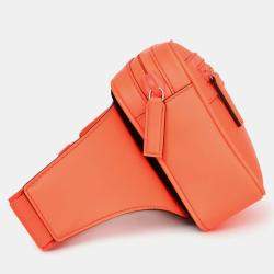 Pre Owned Gucci Neon Orange Leather GG Marmont Belt Bag