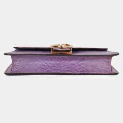 Pre Owned حقيبة سلسلة غوتشي 1973 جلد سحلية أرجوانية شرق غرب