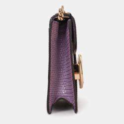 Pre Owned حقيبة سلسلة غوتشي 1973 جلد سحلية أرجوانية شرق غرب