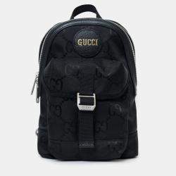 Pre Owned Gucci Black Jumbo GG Nylon Off the Grid Sling Backpack
