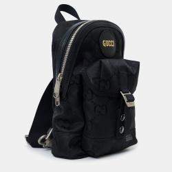 Pre Owned Gucci Black Jumbo GG Nylon Off the Grid Sling Backpack