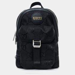Pre Owned Gucci Black Jumbo GG Nylon Off the Grid Sling Backpack