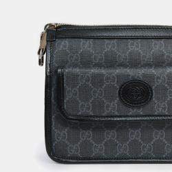 Pre Owned Gucci Black GG Canvas Messenger Bag