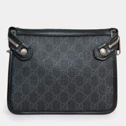 Pre Owned Gucci Black GG Canvas Messenger Bag
