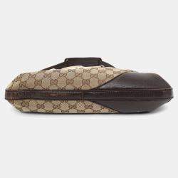 مملوكة مسبقًا Gucci brown 'GG' Web Horsebit Hobo Bag