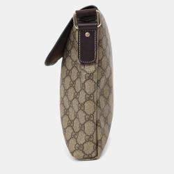 Pre Owned حقيبة رسول فلاب غوتشي قماش GG سوبريم بني/بيج وجلد