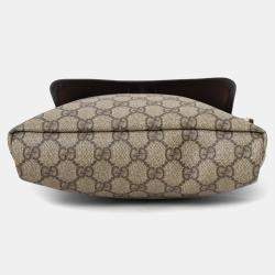 Pre Owned حقيبة رسول فلاب غوتشي قماش GG سوبريم بني/بيج وجلد