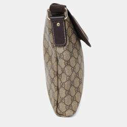 Pre Owned حقيبة رسول فلاب غوتشي قماش GG سوبريم بني/بيج وجلد