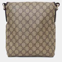 Pre Owned حقيبة رسول فلاب غوتشي قماش GG سوبريم بني/بيج وجلد