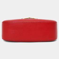 Pre Owned Gucci Red 'Lady Web' Horsebit Medium Shoulder Bag