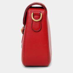 Pre Owned Gucci Red 'Lady Web' Horsebit Medium Shoulder Bag
