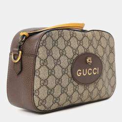 Pre Owned حقيبة ماسنجر نيون فينتاج بنية مع حزام ويب غوتشي