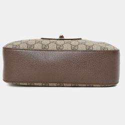 Pre Owned حقيبة ماسنجر نيون فينتاج بنية مع حزام ويب غوتشي