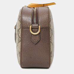 Pre Owned حقيبة ماسنجر نيون فينتاج بنية مع حزام ويب غوتشي