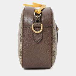 Pre Owned حقيبة ماسنجر نيون فينتاج بنية مع حزام ويب غوتشي