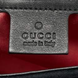 مملوكة مسبقًا Gucci GG Marmont Loved Embellished Large Black Matelassé Velvet Shoulder Bag