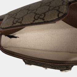 مملوكة مسبقًا Gucci Brown Mini GG Supreme Asymmetric Horsebit 1955 Shoulder Bag