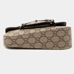 مملوكة مسبقًا Gucci Brown Mini GG Supreme Asymmetric Horsebit 1955 Shoulder Bag