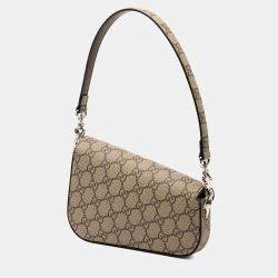 مملوكة مسبقًا Gucci Brown Mini GG Supreme Asymmetric Horsebit 1955 Shoulder Bag