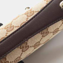 مملوكة مسبقًا Gucci Gg Shadow Mini Bucket Shoulder Bag Canvas And Leather Beige Brown