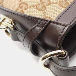 مملوكة مسبقًا Gucci Gg Shadow Mini Bucket Shoulder Bag Canvas And Leather Beige Brown