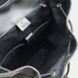 مملوكة مسبقًا حقيبة ظهر غوتشي جي جي سوبرم شيري لاين تايجر بي في سي جلد أسود رمادي