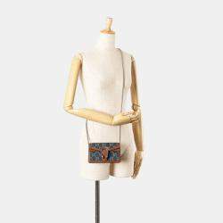 مملوكة مسبقًا Gucci Gg Denim Dionysus Super Mini Bag Crossbody Chain Indigo Blue Brown Leather