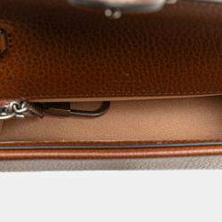 مملوكة مسبقًا Gucci Gg Denim Dionysus Super Mini Bag Crossbody Chain Indigo Blue Brown Leather