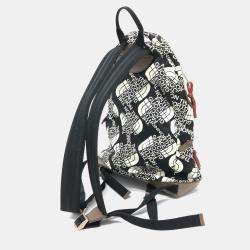 مملوكة مسبقًا حقيبة ظهر غوتشي نايلون/جلد أسود وأبيض