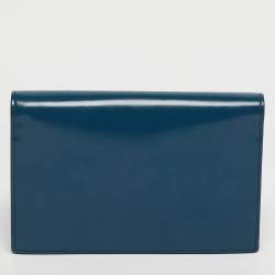 مملوكة مسبقًا Gucci Interlocking G Teal Blue Leather Wallet On Chain