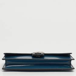 مملوكة مسبقًا Gucci Interlocking G Teal Blue Leather Wallet On Chain
