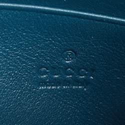 مملوكة مسبقًا Gucci Interlocking G Teal Blue Leather Wallet On Chain