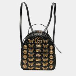 مملوكة مسبقًا Gucci Black Small GG Marmont Matelasse Leather Animalier Backpack