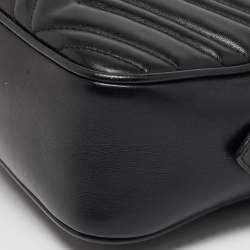 Pre Owned Gucci GG Marmont Small Black Matelassé Leather Crossbody Bag