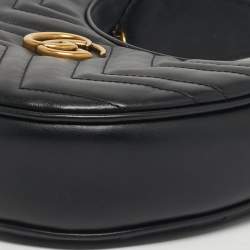 مملوكة مسبقًا Gucci GG Marmont Small Black Matelassé Leather Hobo