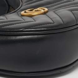 مملوكة مسبقًا Gucci GG Marmont Small Black Matelassé Leather Hobo