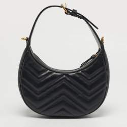 مملوكة مسبقًا Gucci GG Marmont Small Black Matelassé Leather Hobo