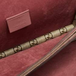 مملوكة مسبقًا حقيبة كتف غوتشي ديونيسوس بلومز قماش GG سوبريم جلد بني قديم/باج صغيرة