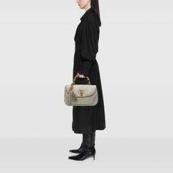 Pre Owned Gucci Large Speckled Leather New Bamboo Top Handle Bag