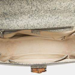 Pre Owned Gucci Large Speckled Leather New Bamboo Top Handle Bag