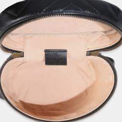 مملوكة مسبقًا حقيبة ظهر دائرية جلد الماعز سوداء صغيرة غوتشي ماتيلاس جي جي مارمونت