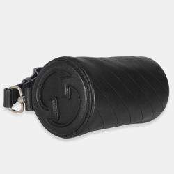 مملوكة مسبقًا حقيبة كتف غوتشي ميني جلد مُبطنة قطريًا سوداء "بلوندي"