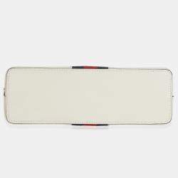 Pre Owned Gucci Mystic White Textured Dollar Calfskin Web Small Ophidia Dome Bag