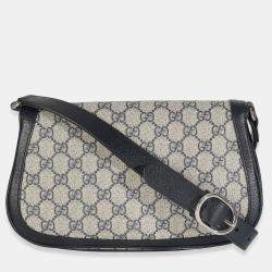Pre Owned Gucci Beige Blue GG Supreme Canvas Blondie Shoulder Bag