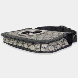 Pre Owned Gucci Beige Blue GG Supreme Canvas Blondie Shoulder Bag