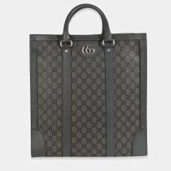 مملوكة مسبقًا Gucci Grey Black GG Coated Canvas Ophidia Medium Tote