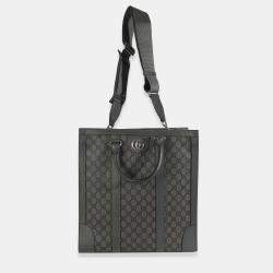 مملوكة مسبقًا Gucci Grey Black GG Coated Canvas Ophidia Medium Tote