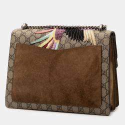 مملوكة مسبقًا Gucci Brown Medium GG Supreme Embroidered Bird and Flowers Dionysus Shoulder Bag
